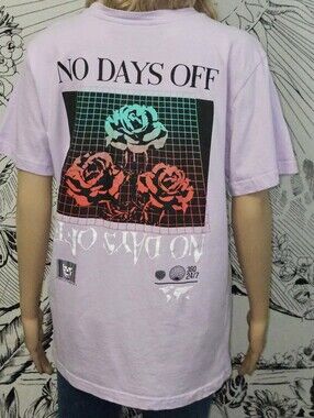 Taco Tuesday 'No Days Off' Graphic Tee- Lilac Rose Print Sz Medium